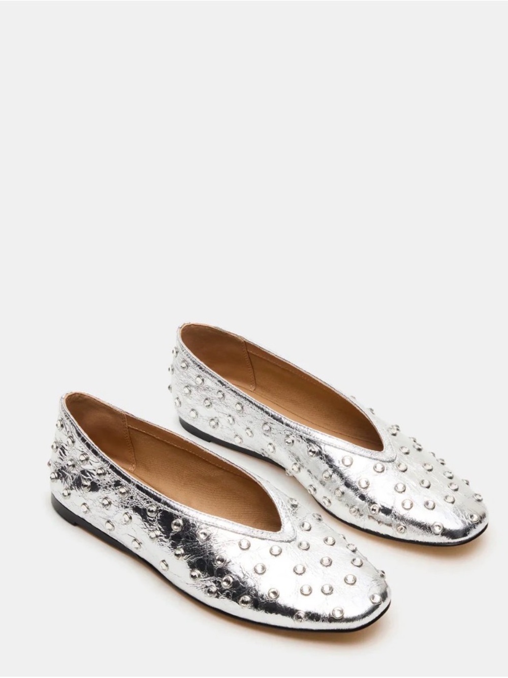 Steve Madden Silver Studded Ballet Flats